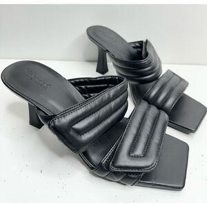 Abound Sandals Womens Size 7 Qarly Heeled Black Square Toe Slip On Open Toe Heel